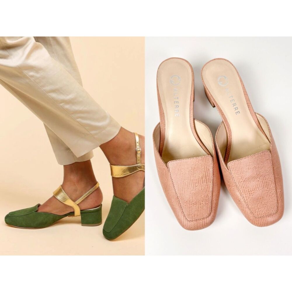 Alterre Blush Pink Loafers Interchangeable Leather Shoes Sz 8 Made in Brazil